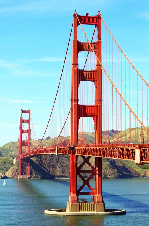 The Golden Gate Bridge is a suspension span in San Francisco.