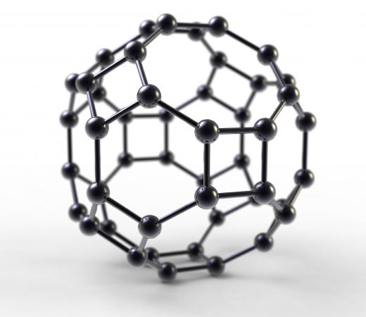 A buckyball is a spherical cage of covalently bonded carbon atoms.