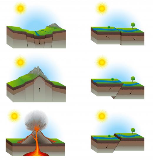 Tectonic plates shift and create new landforms.