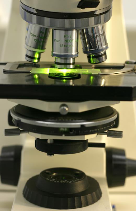 Fluorescence microscopes are used in cellular and genetic research.