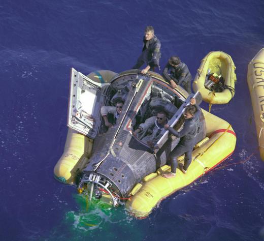 Gemini capsules were recovered at sea.