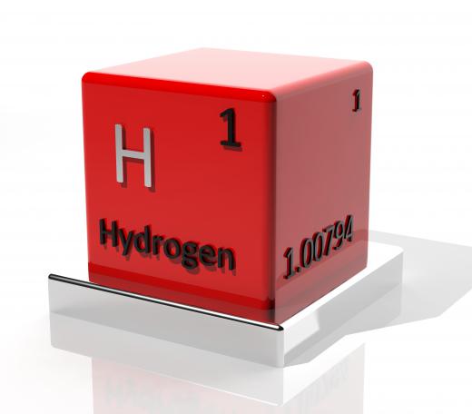 Hydrogen is represented by an H on the periodic table of elements.