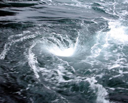 A vortex in the water is called a whirlpool, such as those that famously occur off the coasts of Tokushima, Japan.