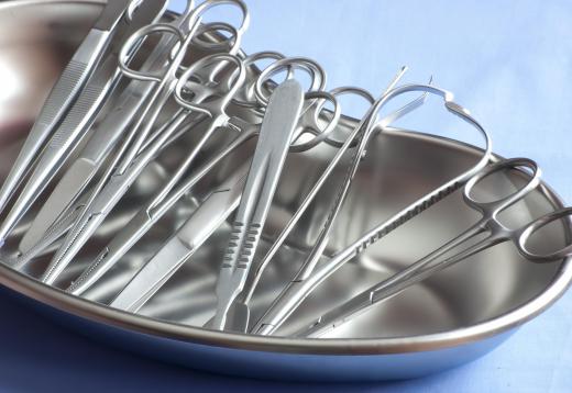 Surgical instruments are kept sterile before use.