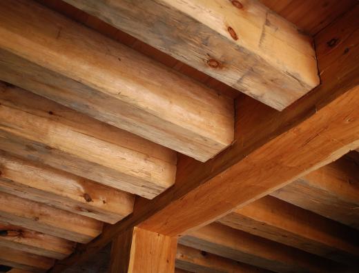 View of second story floor joists from below.