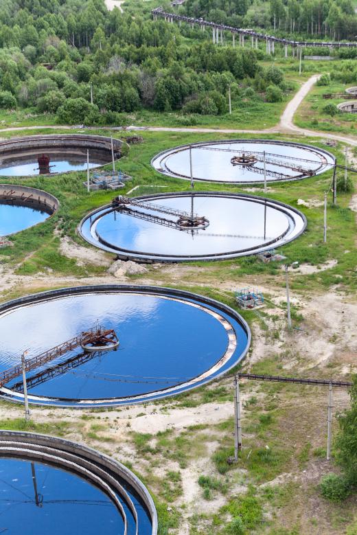 Wastewater treatment plants remove chemicals, bacteria, and other harmful substances from waste water.