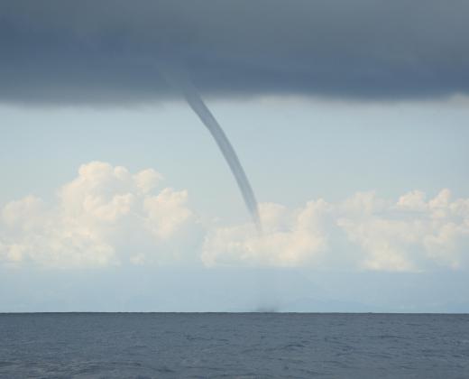 Waterspouts resemble tornados and form over water.