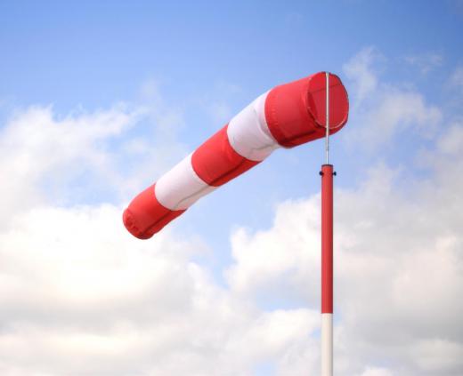 A wind sock indicates the direction of the wind.