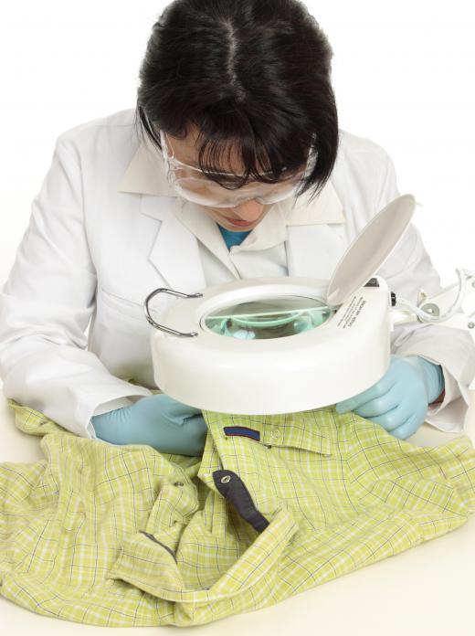 A DNA analysis may be performed on material found on clothing from a crime scene.