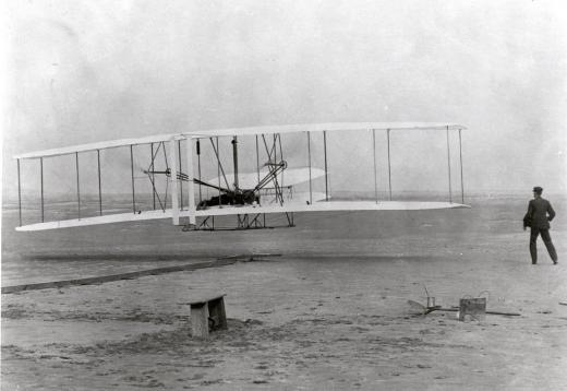 The Wright Flyer, which first flew on December 17, 1903, is generally considered the first aircraft that could maintain powered, level flight.